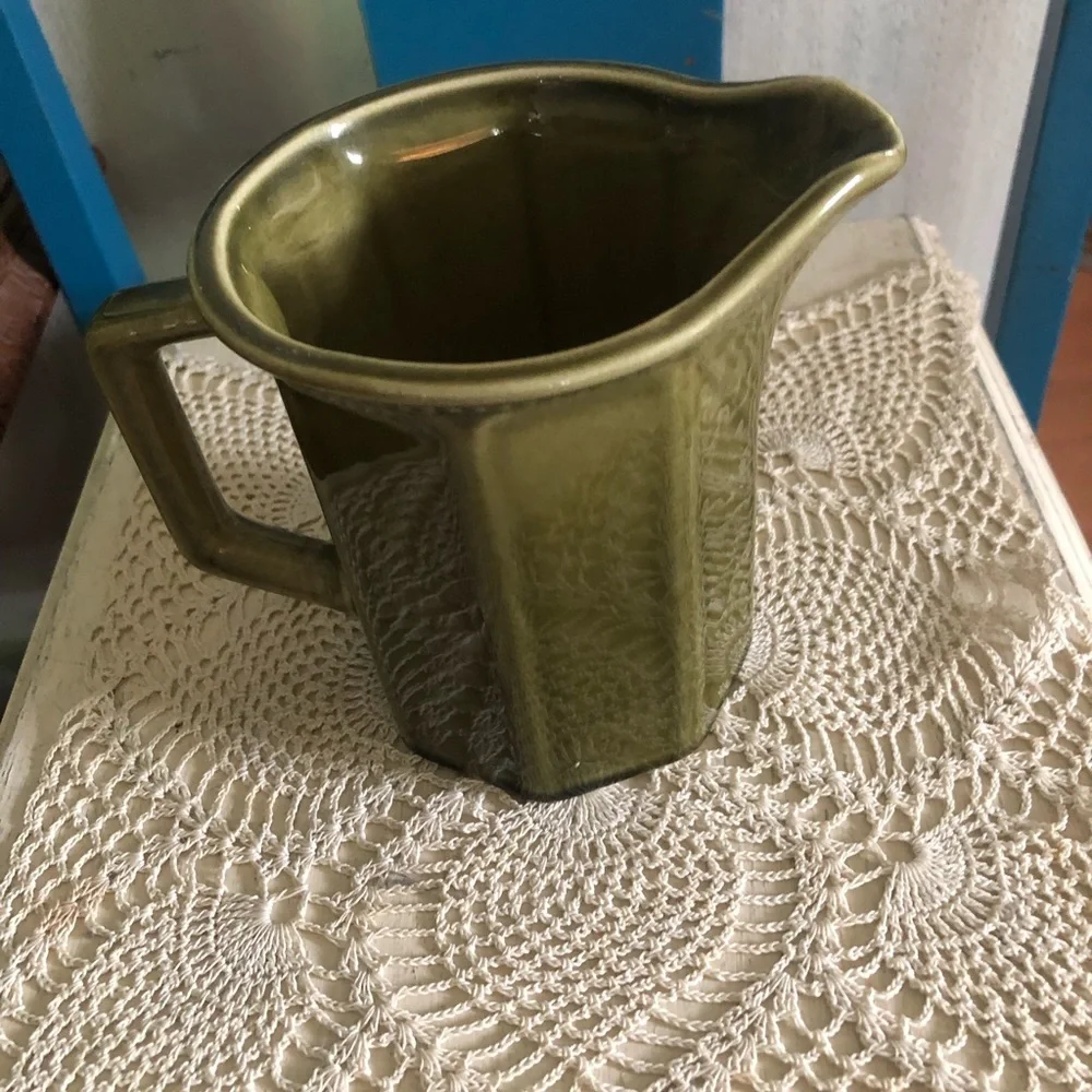 Vintage Green Ceramic Pitcher